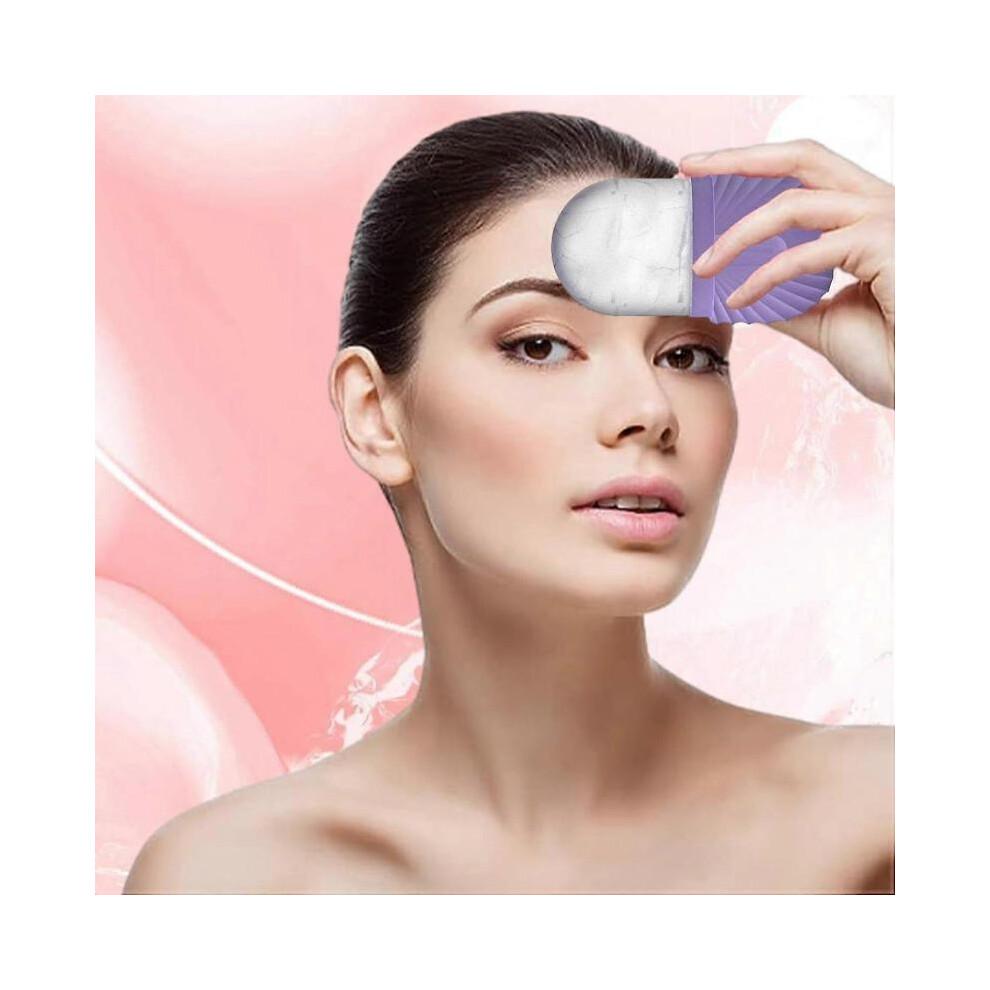 (Purple) Ice Mold for Face, Reusable Cooling Silicone Ice Cube Roller, Silicone Ice Roller Skincare Tool, Massage Face Roller Brighten Skin