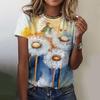 Women's T-shirt 3D Pattern Printed Casual Short Sleeved O-Neck Top Fashionable Street Women's Clothing