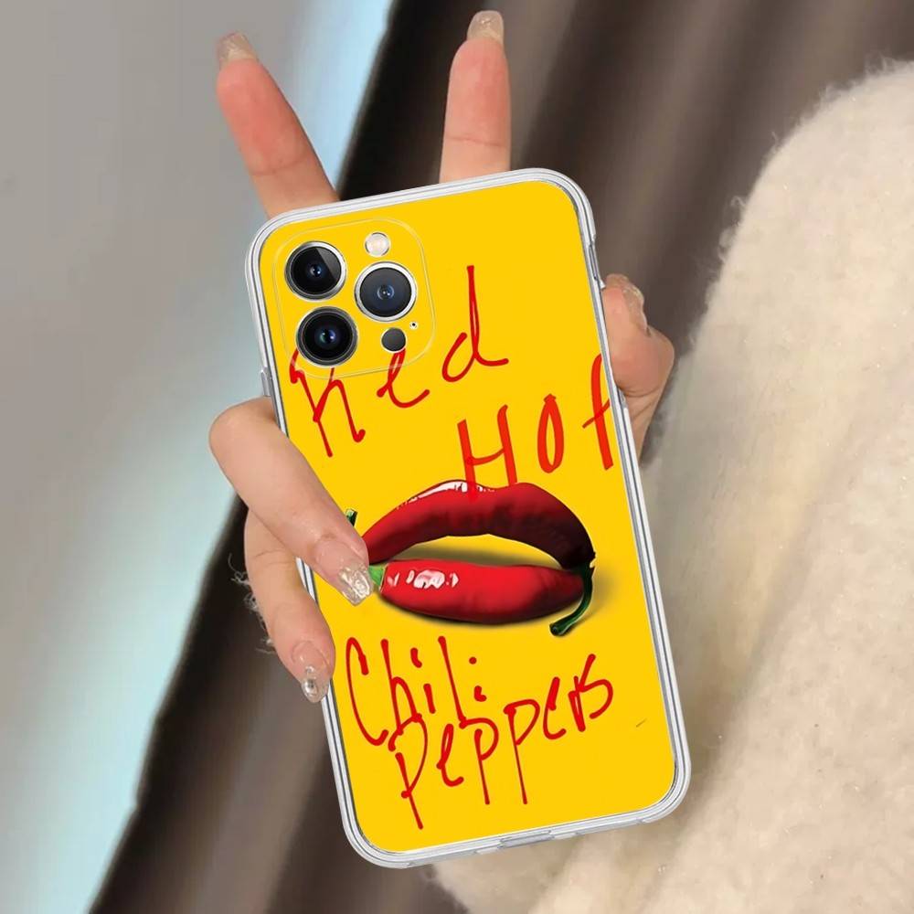 Red Hot Chili P-Peppers Band Transparent Phone Case For IPhone 17 Air 16 Pro Max 15 14 13 12 11Plus Shockproof Cover