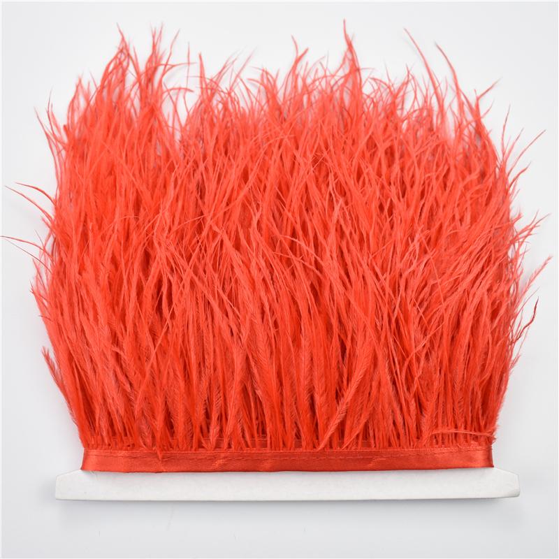 8-10cm Ostrich Feather Trims for Needlework and Handicraft Black Plume Skirt Decoration Natural Feathers Ribbon Fringe