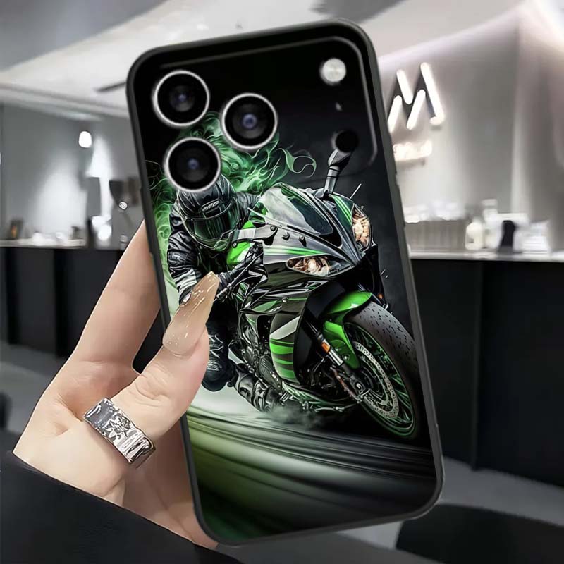 Model Rider Cool Phone Case For Apple iPhone 17 16 16E 15 14 13 12 11 Pro Max Plus Black Soft Silicone