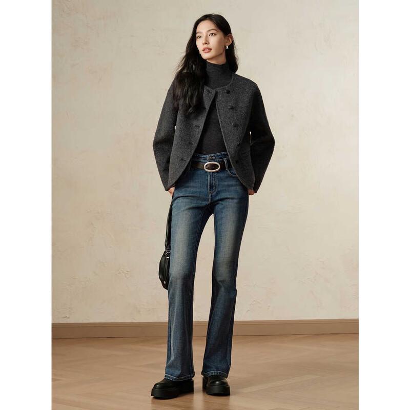 

Women s Double-faced Wool Blend Short Coat L