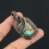 Copper Larimar Gemstone Pendant, 999 Copper Wire Wrapped Pendant Unique Design Jewelry, For Women