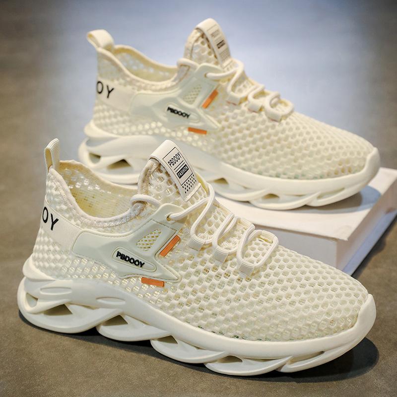 Summer men's shoes new breathable hollow mesh shoes men's sports shoes trendy versatile thick-soled casual coconut shoes men