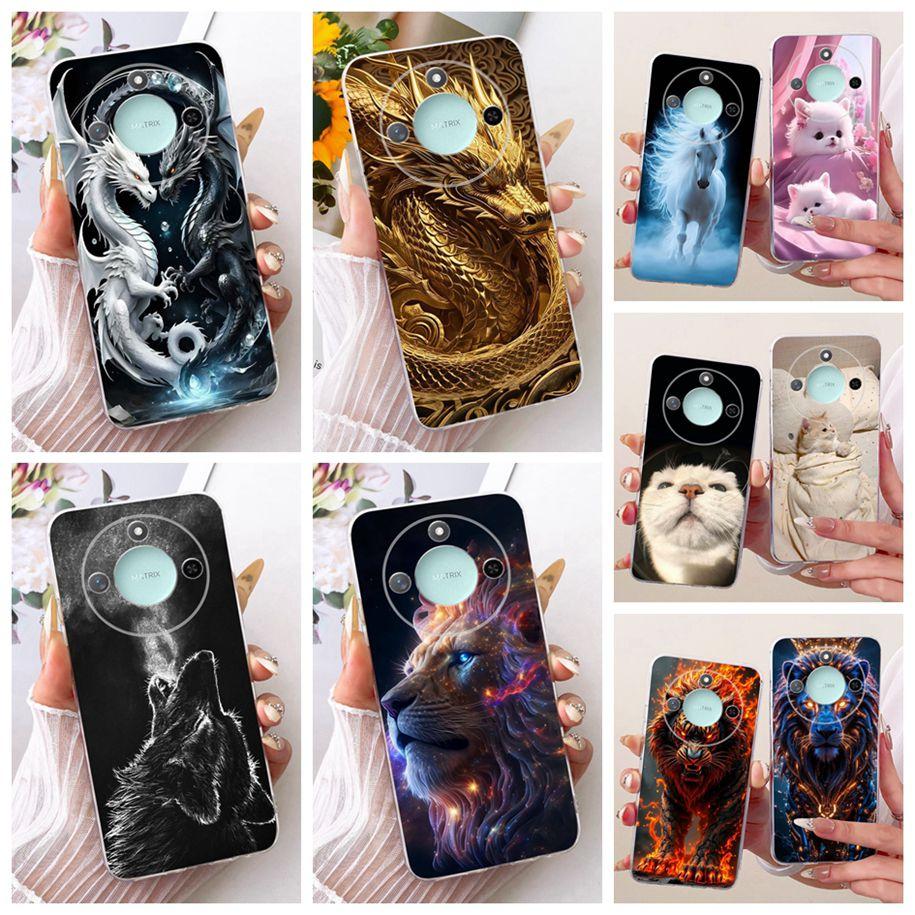 6.8" Case For Honor X9c Smart 5G Cover Cool Fashion Dragon Lion Wolf Cartoon Soft Silicone Phone Cases For HonorX9c Smart Bumper