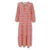 Women Bohemian Floral Print Dress V Neck A Line Maxi Beach Dress with Puff Sleeves Casual Loose Printed High Waist Swing Hem Dress for Beach Party