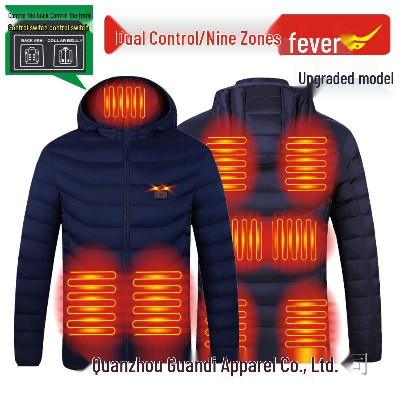 Veste en coton chauffante unisexe avec double contrôle intelligent, chauffage 11 zones, technologie portable, grande taille disponible