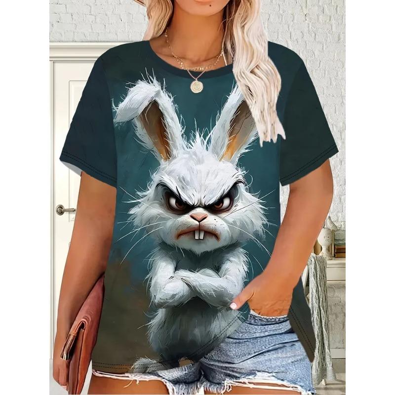 T-shirt Estiva alla Moda Stampata in 3D da Donna Traspirante Casual