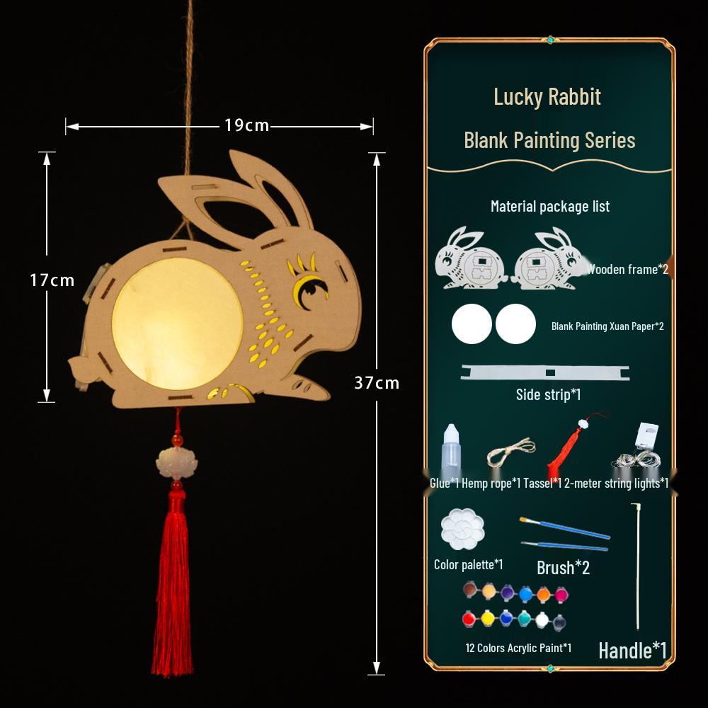 2025 Mid-Autumn Festival DIY Children's Paper Lantern Set - Handcrafted Luminous Xuan Paper Lanterns with Floral and Rabbit Palace Designs