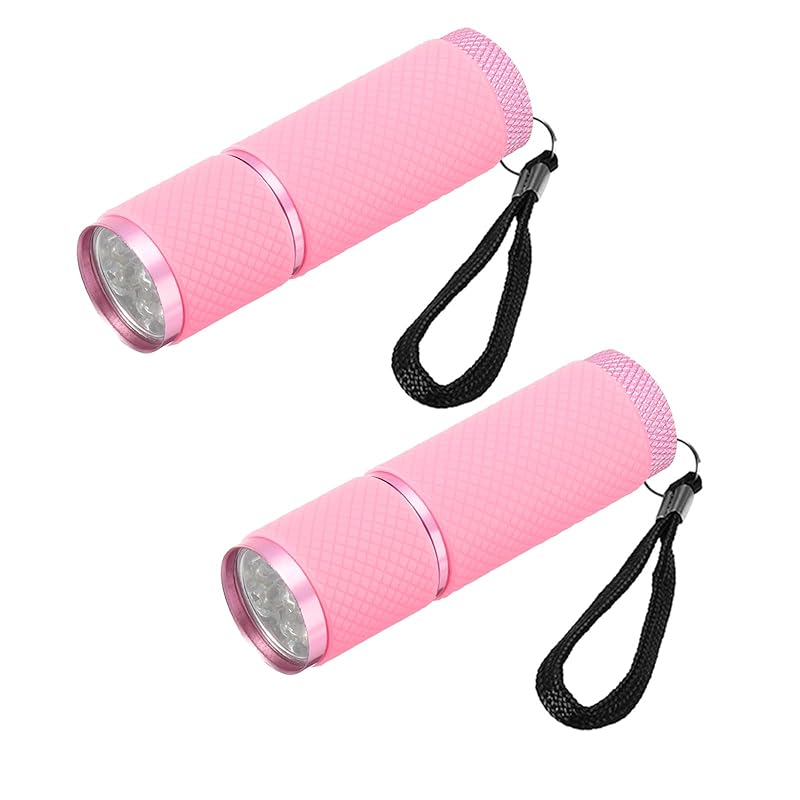 

PATIKIL 9 pieces Flashlight with luminescent LED light set of 2 camp hiking perfect for parties pink color with strap