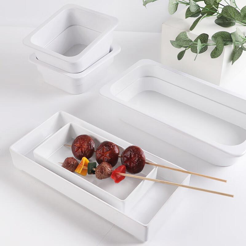 Tangyu Melamine White Rectangular Display Tray