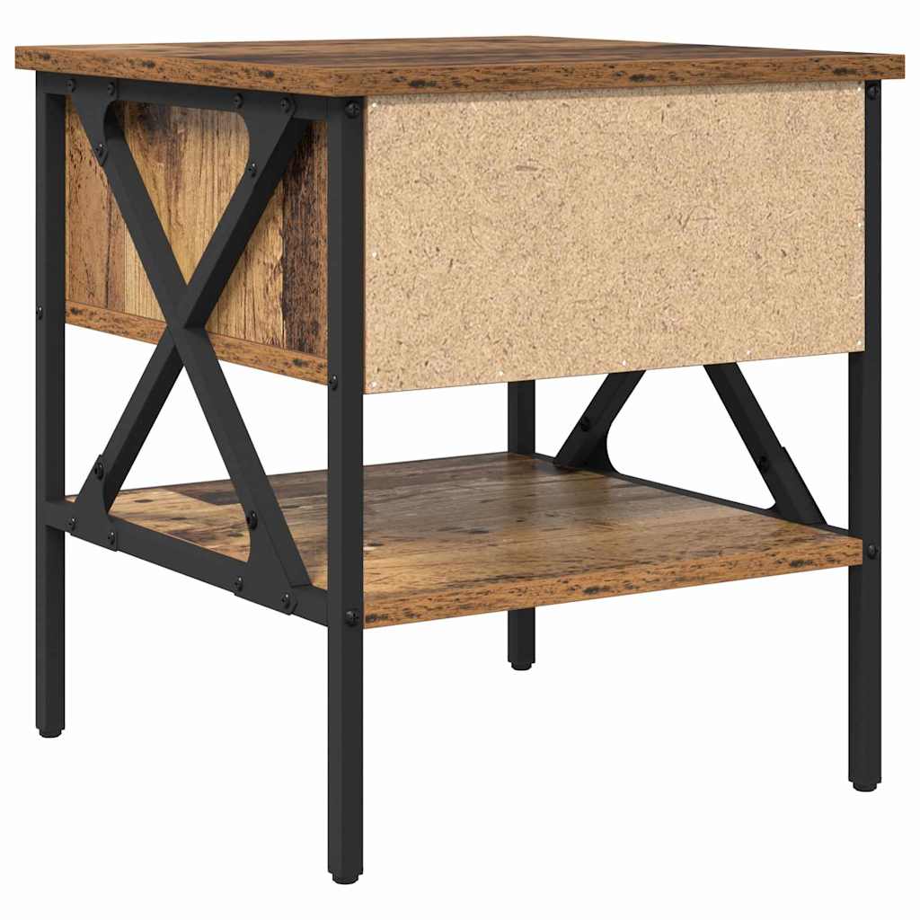 Nightstand Made of Reclaimed Wood 40 x 42 x 45 cm Plywood and Metal