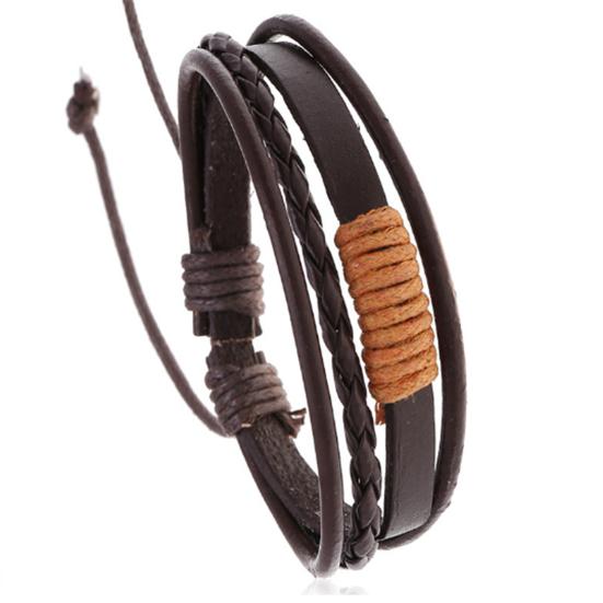 Bracciale rigido unisex vintage retrò multistrato intrecciato in ecopelle