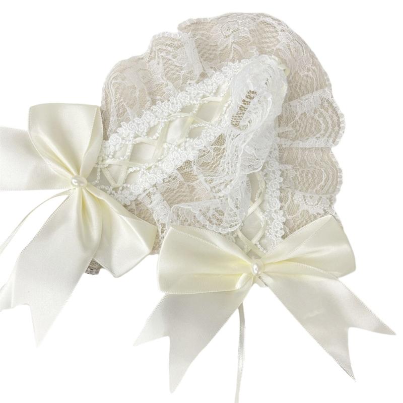 Lace Bowknot Hairhoop for Women Girl Sweet Ribbon Lace Headband Cosplay Costume Party Headdress for Anime Show