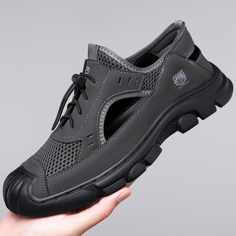 Men's Baotou Sandals Men's Trend Hollow Mesh Hollow Shoes Outdoor Non-slip Lightweight Sports Casual Breathable Beach Shoes