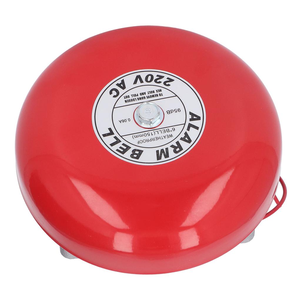 Fire Alarm Bell Electric Metal Round 6in 95db 220V Accessory for Home Hotel Boat