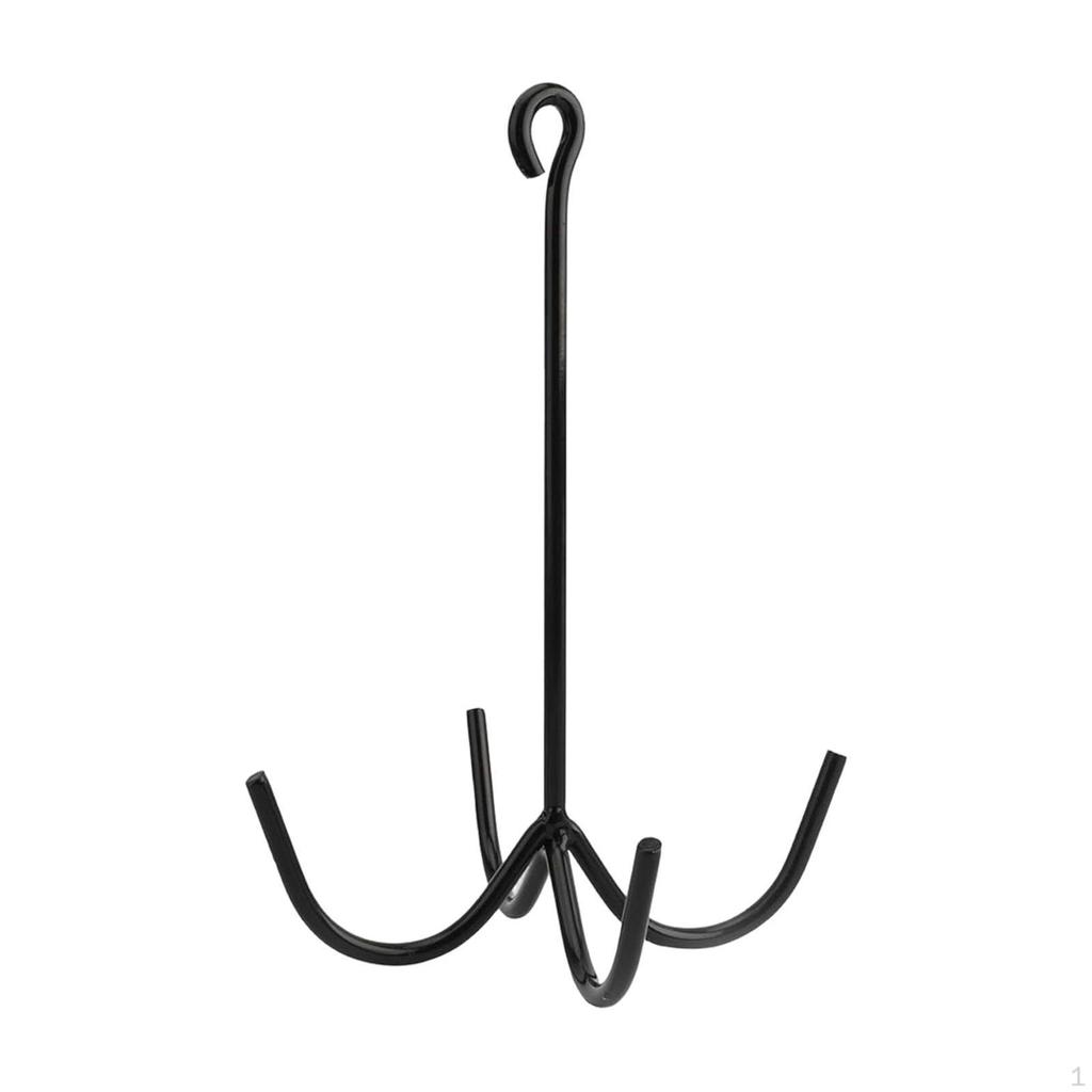 Black Metal Harness Hook for Hanging Reins, Sturdy And Easy to Install. Four-Branch Organizer