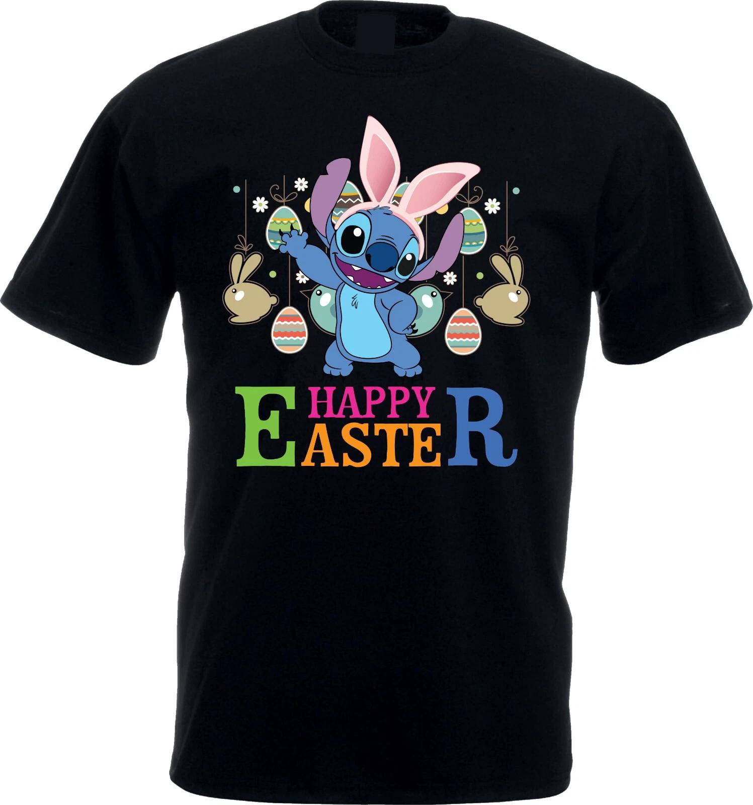 

Happy Easter Stitch 100% Cotton T-shirt Mens Tees Top, Stitch Rabbi100% Cotton T-shirt Mens Womens Tees Top, Stitch Easter, Unisex Tee Top S