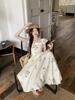 Xiaofei Sleeve Square Neck Floral Dress Children's Summer New Seaside Vacation Coffee Break French Temperament Long Dress