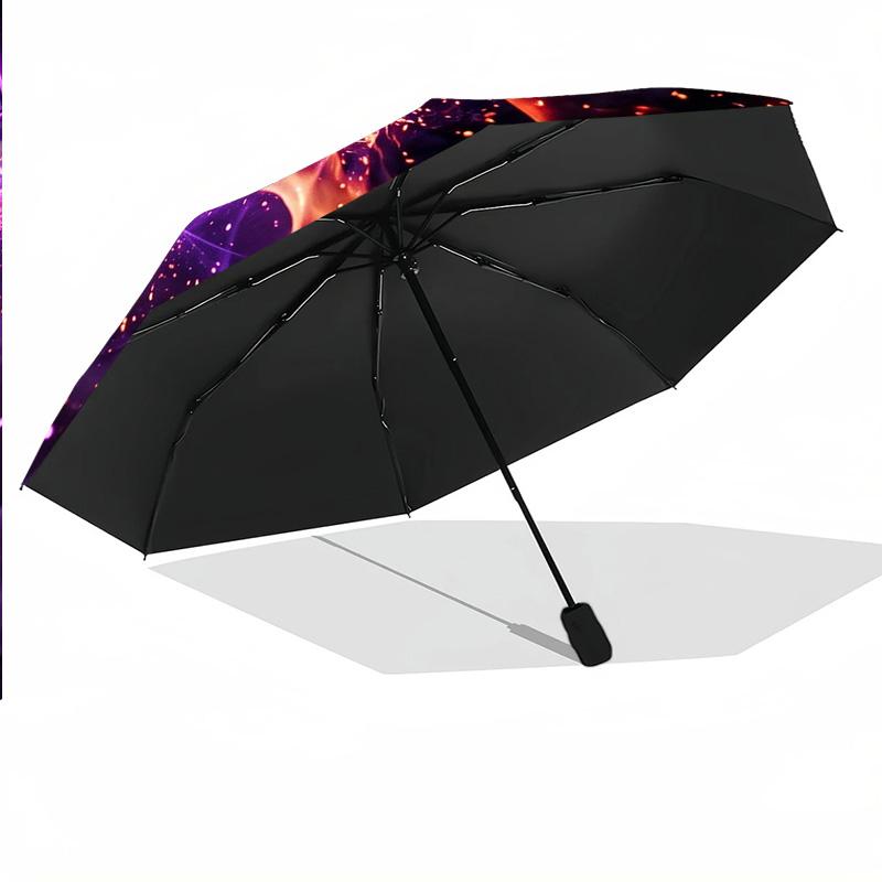 Deep Purple Print 8?Ribs Automatic Umbrella Wind Resistant Lightweight Folding Umbrella For Outdoor Travel