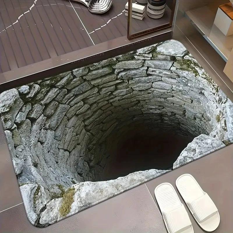 Pool Stone Hole 2D Printed Carpet Endless Abyss Living Room Bedroom Door Mat Home Decoration Carpet