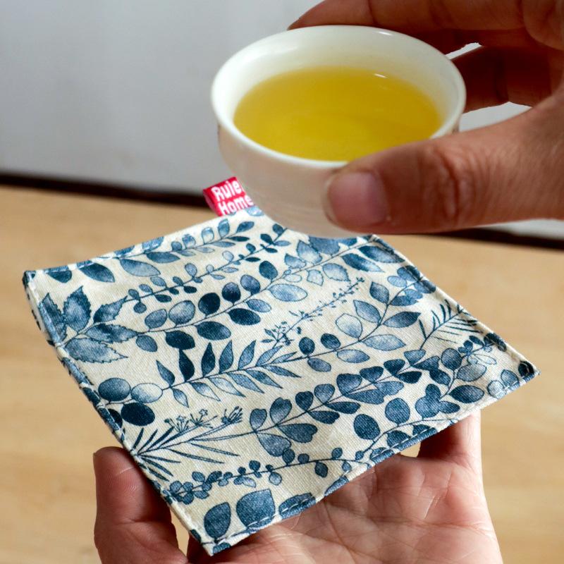 

1 шт. Двухслойные хлопково-льняные подставки, противоскользящие и высокотемпературные, коврик для чайной чашки, многоразовая подкладка, кухонные предметы, аксессуары