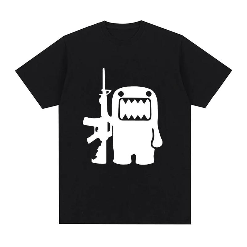 Funny Domo Kun AK47 Retro Graphic T Shirt Men's O-Neck High Quality Fashion T-Shirt Man 100% Cotton Oversized Tshirts Streetwear