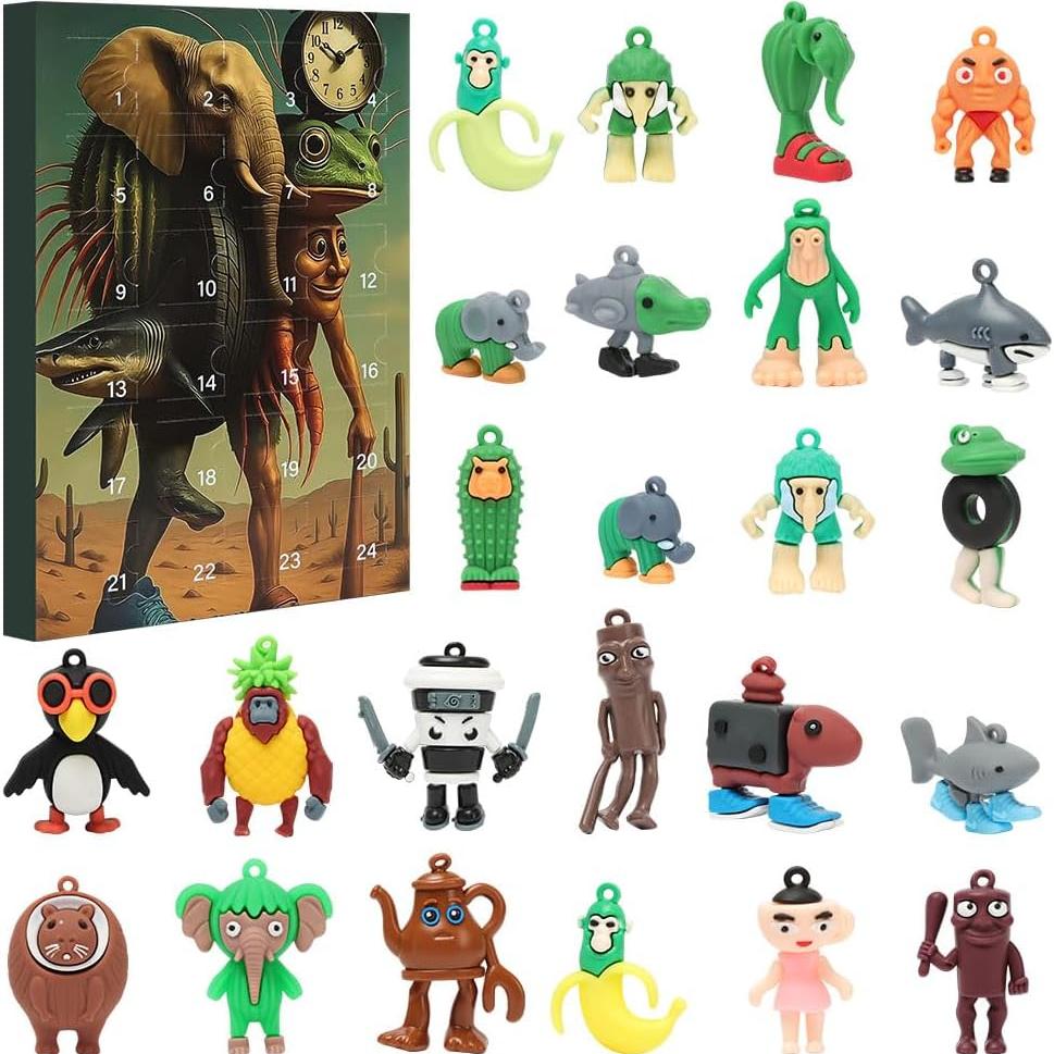 

24pcs Set 3D Tung Tung Tung Sahur Toy Figures Advent Calendar Tralalero Tralala Action Holiday Collectibles 24PCS
