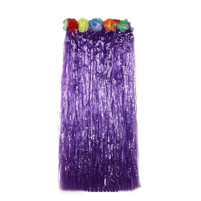Girls Hawaiian Grass Hula Skirt Costume Set Vibrant Color Performance Dress with Flower Decor for Birthday Party Decor