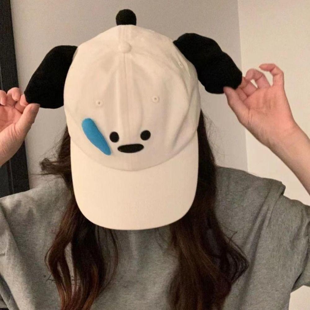 

Embroidery Cartoon Sun Hat Korean Style Peaked Cap Simple Dog Baseball Cap Men