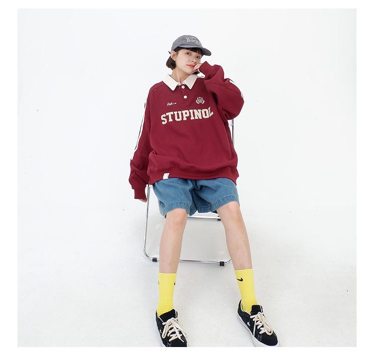 Women's Plus Size Striped Long Sleeve Polo, 2025 Retro Spring/Fall Loose Fit, Unisex Top