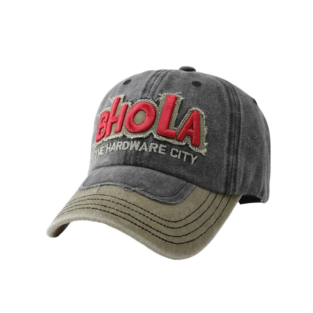Vintage BHOLA Embroidered Baseball Cap Women's Summer Color Matching Letter Cap Large Brim Men's Outdoor Sunshade Sunscreen Cap~