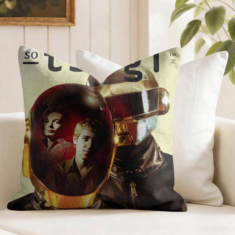 DDaft PPunk Band Cushion Cover Eco Linen Pillow Case DoubleSided Print Breathable Durable Zipper Home Decor Gift