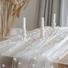 DIY Design 0.75*3M Table Flag Semi Transparent Gauze Mesh Table Runner Pearl Tulle Sheer Drapes Pearl Chiffon Baby Shower