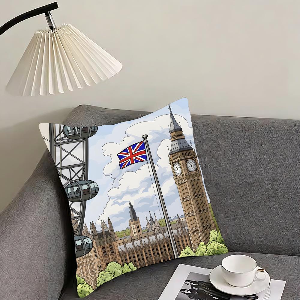 London Fashion Cushion Cover Pillowcase Ultra Soft Skin Friendly Fabric Cloud Like Comfort  Concealed Zipper