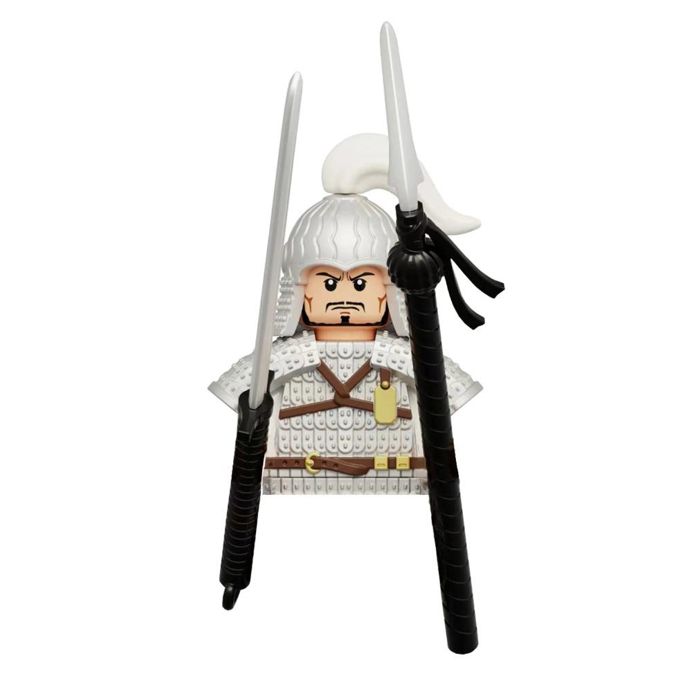 1pcs Ancient Chinese Hero Yue Fei General Military Armor Soldier Action Figures Building Block Sword Helmet DIY Brick Toy Gift