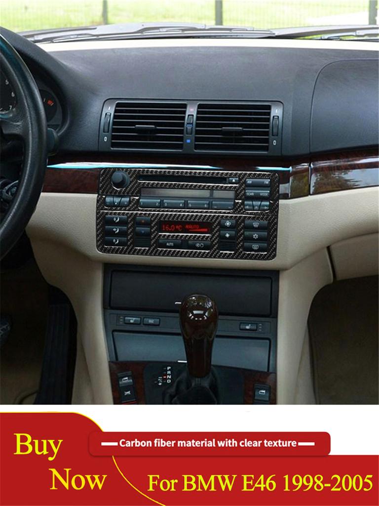 Black Car Interior Decoration Protection Carbon Fiber Sticker For For BMW 3Series E46 1998-2005 With Navigation System