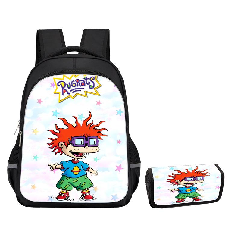Rugrats High Definition Printing Oxford Leisure Spine Care Burden Reduction Storage Box Pencil Case Large Capacity Schoolbag