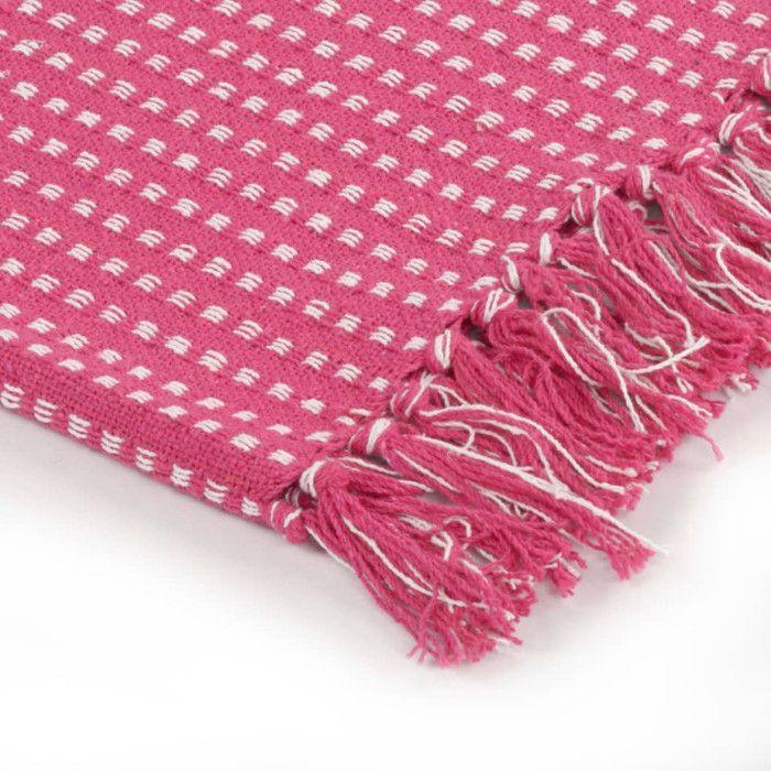 VidaXL Couverture coton à carreaux 160 x 210 cm Rose