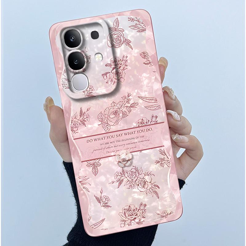 For Vivo Y29 4G Phone Case Fashion Simplicity Oil Painting Flower Soft Liquid Silicone Shell Back Cover For Vivo Y 29 4G Fundas