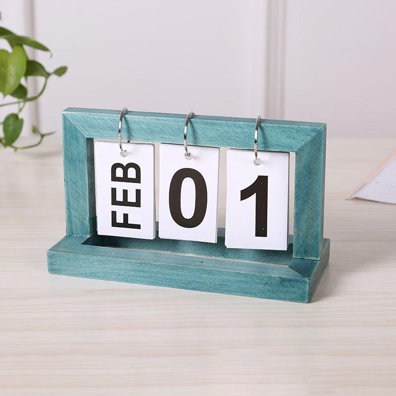 Wooden Vintage Home Calendar Cafe Desktop Decorative Rustic Ornaments DIY Flip Planner Table Perpetual Calendar Office Supplies