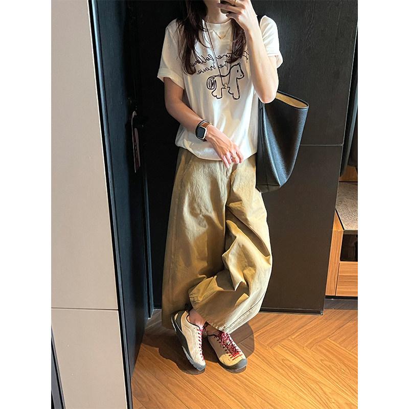 MISSMARM Korean pony flocking printing super soft double-sided cotton short-sleeved T-shirt women's summer versatile top