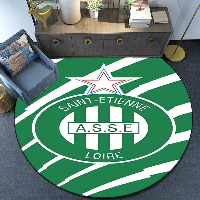 Asse Saint-etienne Crest Round Rug for Livingroom,Bedroom, Palyroom, Chair Rug, Area Rug, Circle Carpet, Fan Christmas Gift