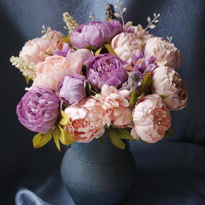 13 Cabezas de Flor Artificial Tela de Seda Realista Ramo de Peonías con Tacto Suave Hogar Boda Exhibición Oficina Decoración
