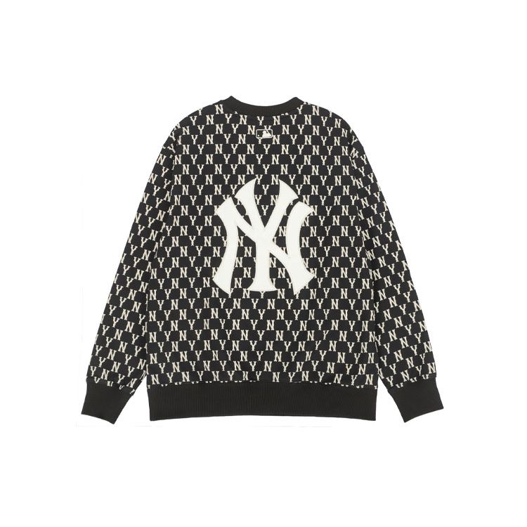 MLB New York Yankees All Over Logo Crewneck Sweatshirt Unisex sweatshirt Black 3AMTM0221-50BKS