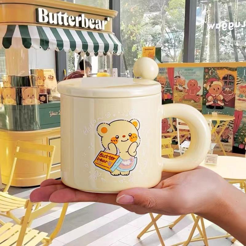 Cute Butter Bear Ceramic Mug Practical Birthday Gift for Friends Sisters and Besties