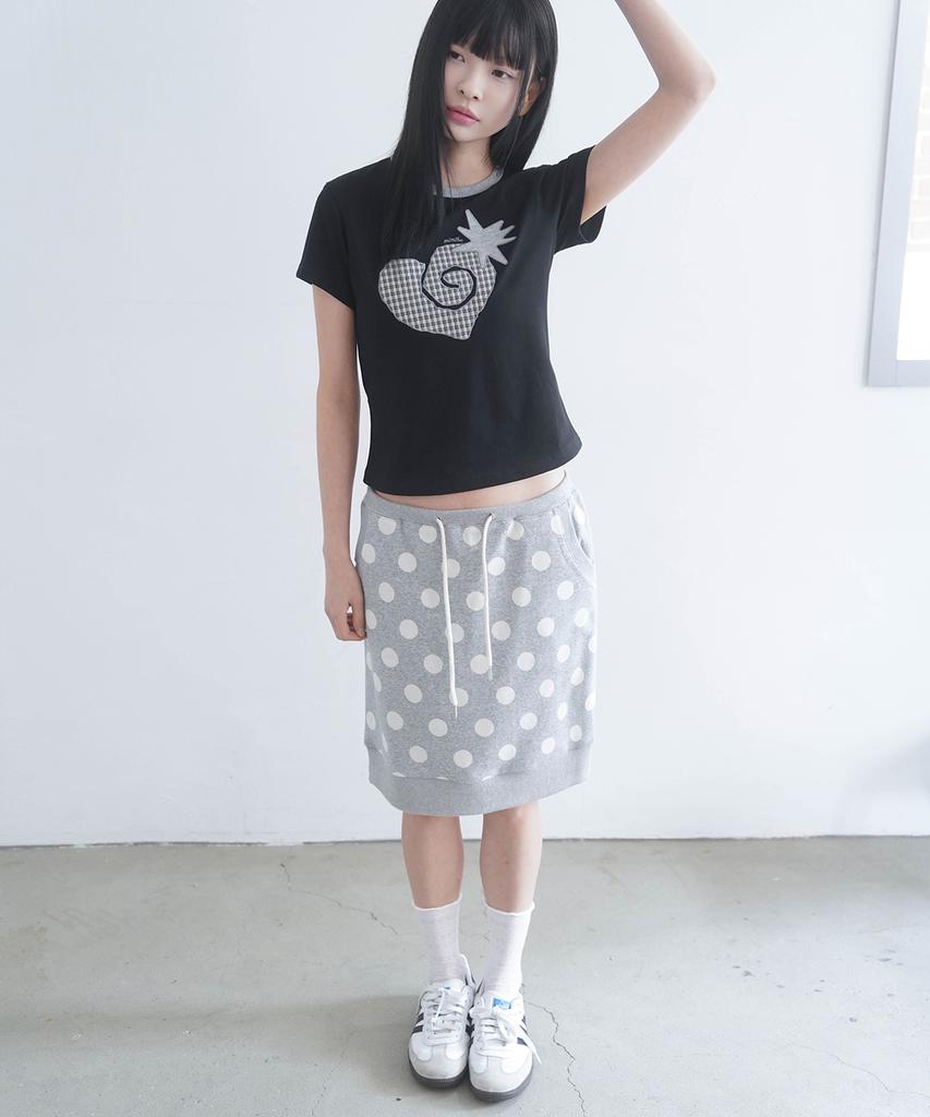 Mimdeowodeulobeu Jacquard Dot Midi Skirt