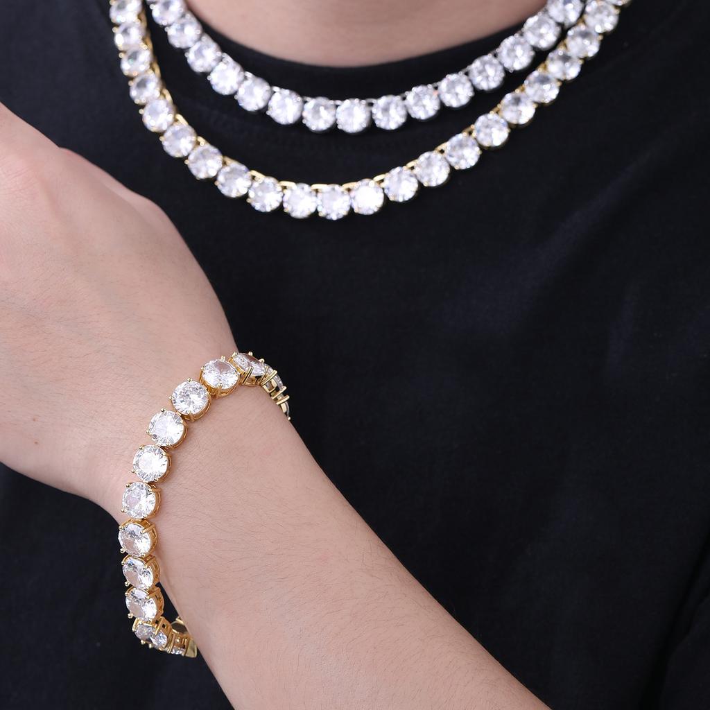 European and American 11mm Copper Zircon Full Set Tennis Chain 1111 Winter Commuter Geometric Round Diamond Jewelry Accessories