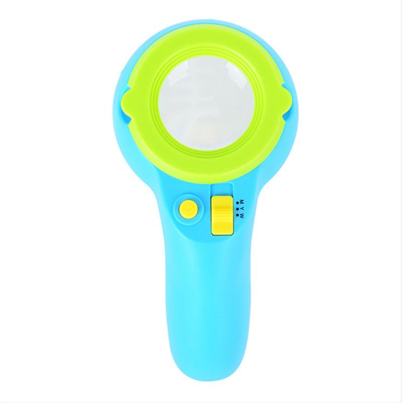 Hand-Held Barrel Type Child Student Animal Observer with Scale Measurement Insect Cold and Warm Light 8X Toy Magnifying Glass