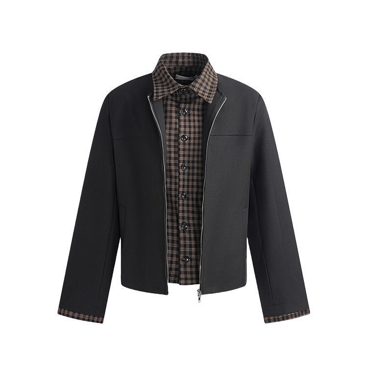 

Осеннее пальто вафельной вязки cleanfit с длинным рукавом, мужское и женское, свободного кроя, в трендовом стиле old money, подпиджак, повседневное, универсальное 2XL чёрный